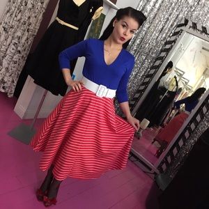 Red White and Blue Curie Dress with Pockets